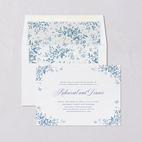 Elegant Rose Crest Rehearsal Dinner Invitations Sapphire Signature Blank