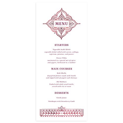 Indian Painted Henna Menus Raspberry Signature