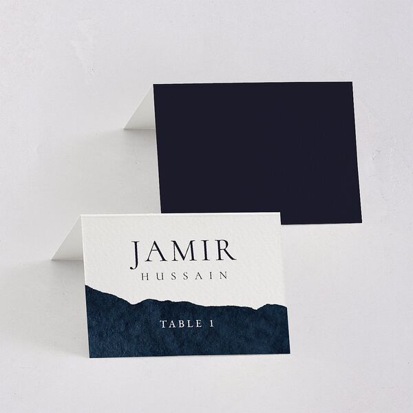 Layered Watercolor Place Cards Navy Signature