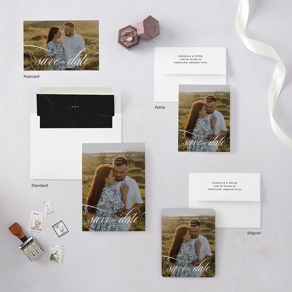 Photo Vow Save the Date Cards Pure White Signature smooth Blank No Standard