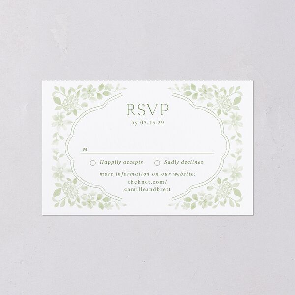 Porcelain Blue Floral Watercolor All-in-One Wedding Invitations Moss Signature Light Both Recipient and Return Addresses No