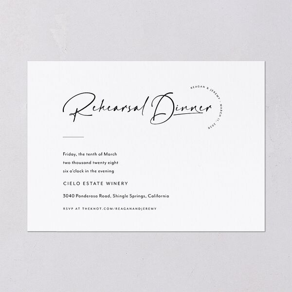 Modern Arc Rehearsal Dinner Invitations Pure White Signature Blank