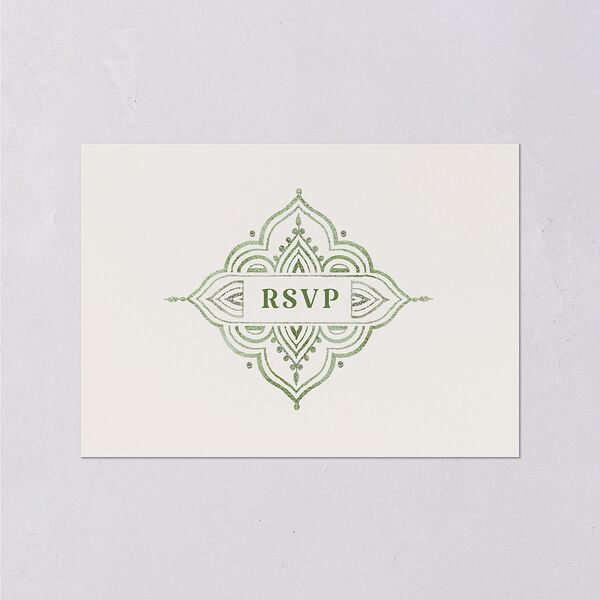 Indian Painted Henna Wedding Response Cards Scottish Green Signature Standard