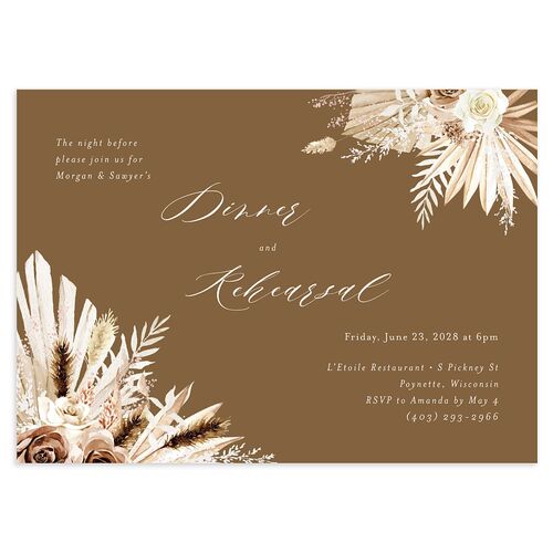 Western Floral Rehearsal Dinner Invitations Sepia Signature Blank Standard