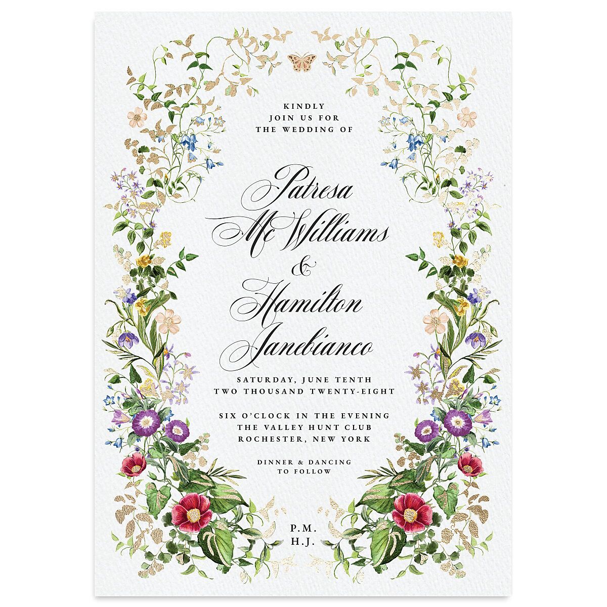 Opulent Garden Foil Wedding Invitations