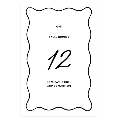 Hand Drawn Wavy Border Table Numbers Pure White Signature