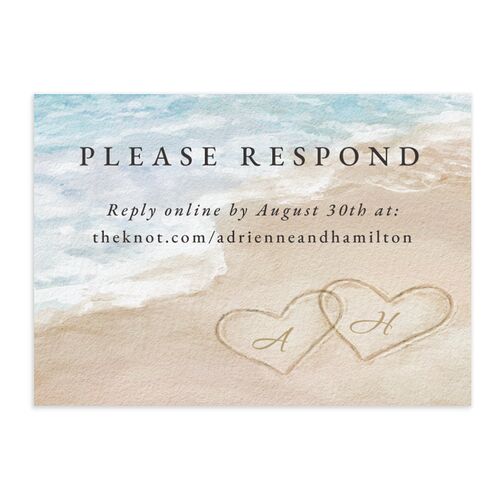 Beach Monogram QR Code RSVP Cards Baby Blue Signature Standard