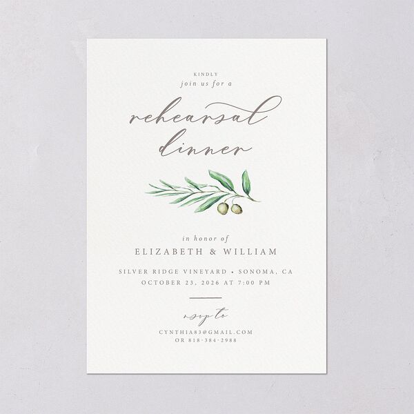 Painted Winery Rehearsal Dinner Invitations Green Apple Signature Blank Standard