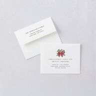 Rustic Holiday Foliage with Bow Thank You Card Envelopes White Hunter Green Both Recipient and Return Addresses Signature Standard