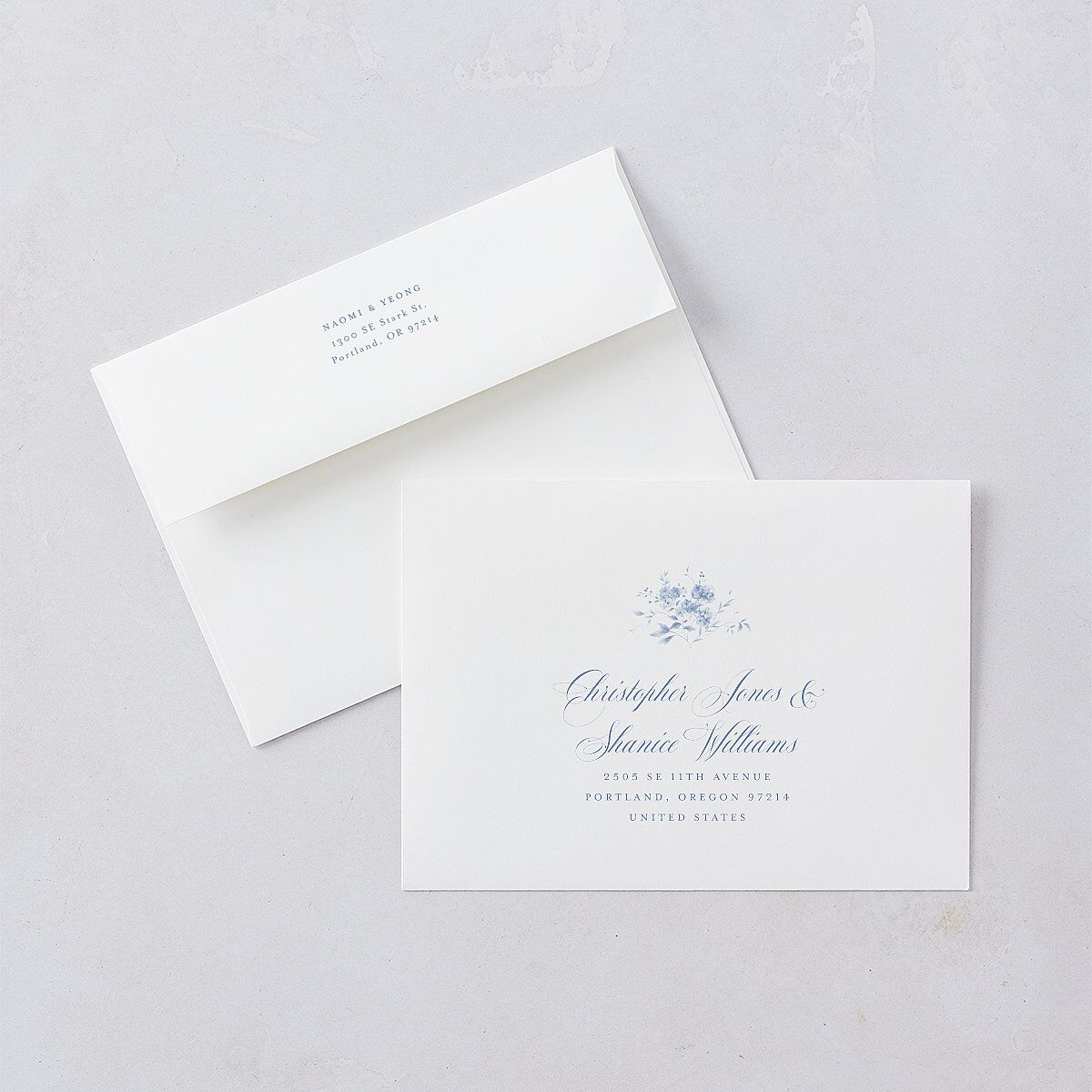 Vintage Florals Wedding Invitations Regency Blue Signature Blank No Standard