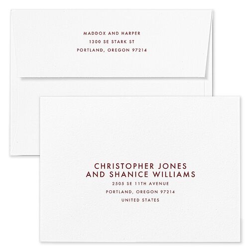 Vintage Hollywood Save The Date Card Envelopes Rose Maroon Recipient Address Signature Standard