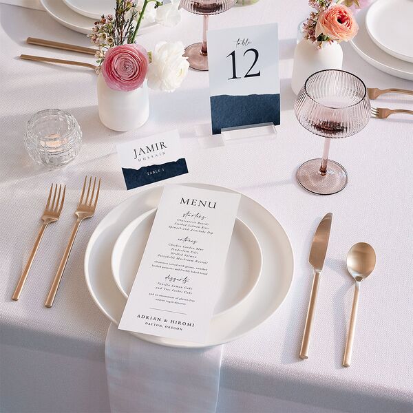 Layered Watercolor Table Numbers Navy Signature
