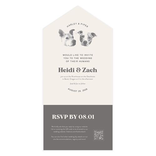 Custom Pet Portrait All-in-One Wedding Invitations Steel Gray Signature Light Both Recipient and Return Addresses