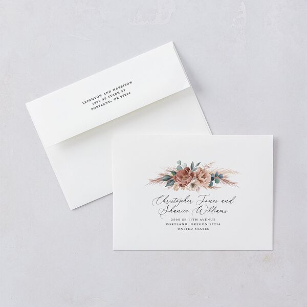 Pampas and Eucalyptus Floral Wedding Invitations Desert Rose Signature Blank No Standard