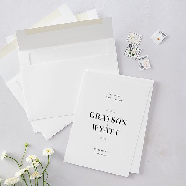 Country Club Save the Date Cards Pure White Signature smooth Blank No