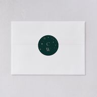 Celestial Galaxy Wedding Stickers Dark Emerald Circle