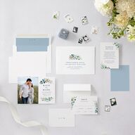Rustic Greenery Save The Date Cards Cornflower Signature smooth Blank No Standard