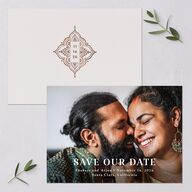 Indian Painted Henna Save the Date Cards Chestnut Signature smooth Blank No Standard