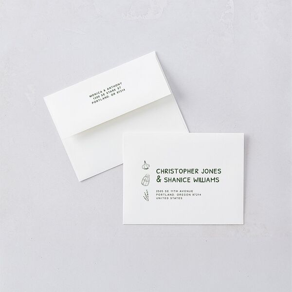 Hand Drawn Recipe Save the Date Petite Cards Dark Camo Signature smooth Blank No Standard