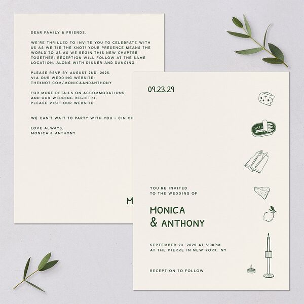Hand Drawn Recipe Wedding Invitations Dark Camo Signature Blank No Standard