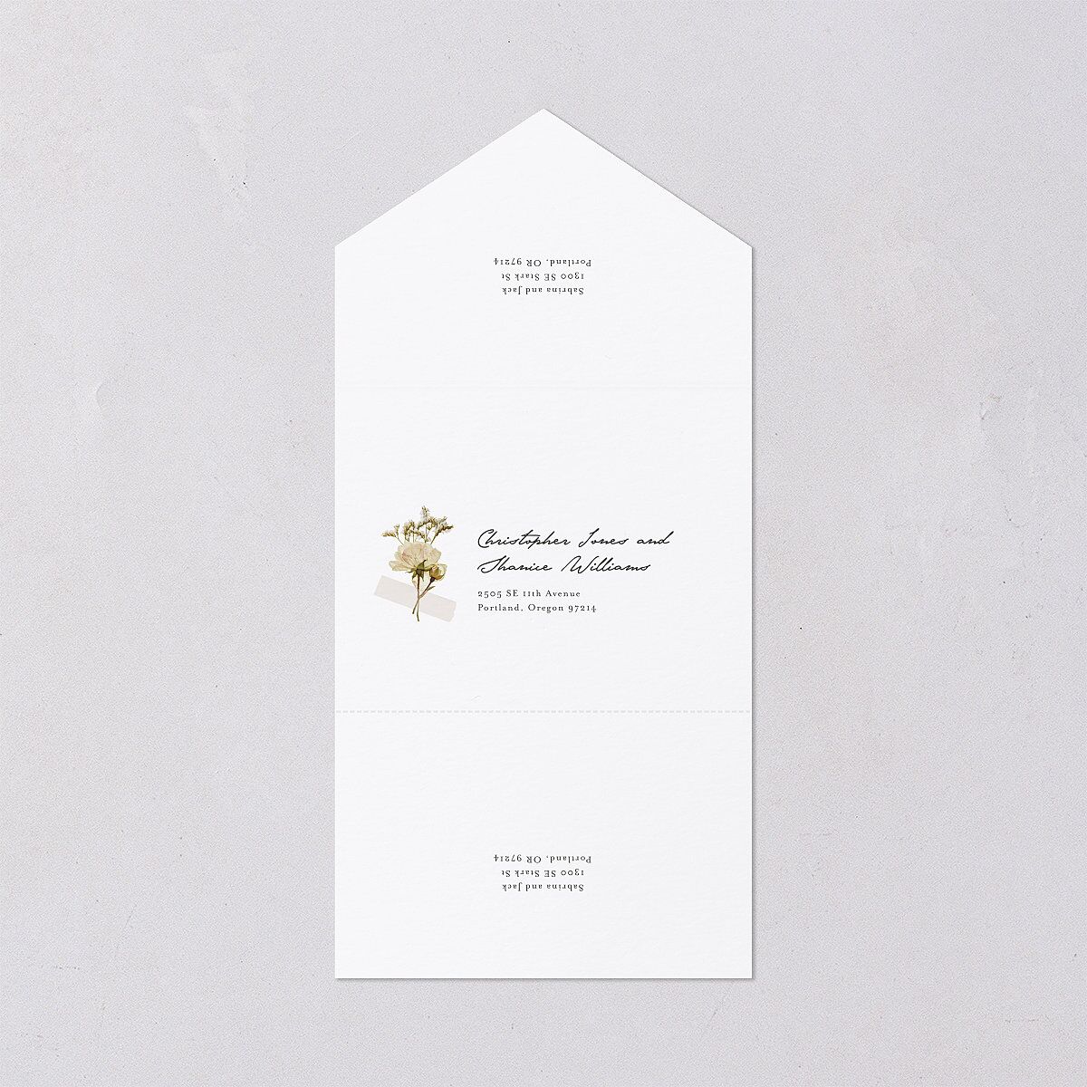 Scrapbook Photo All-in-One Wedding Invitations Thyme Signature Light Both Recipient and Return Addresses No