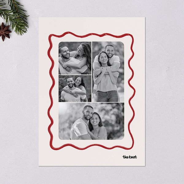 Dainty Bow Holiday Holiday Cards Maroon Signature Blank Standard Portrait
