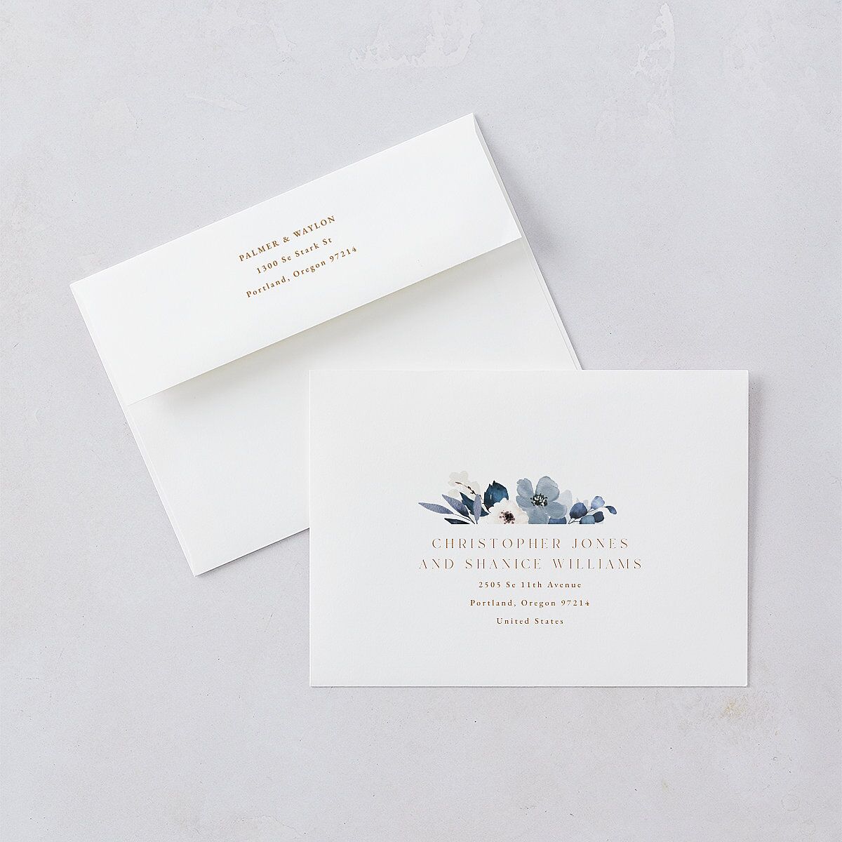 Gilded Blooms Wedding Invitations Gold Regency Blue Signature Blank No Standard
