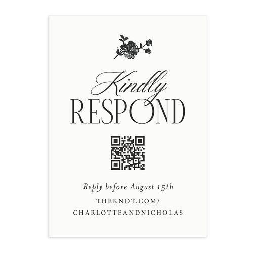 Old Money Botanical QR Code RSVP Cards Pure White Signature Standard