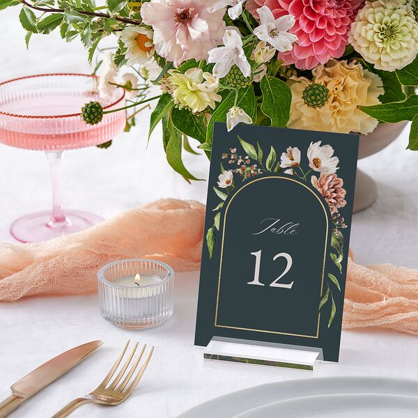 Floral Arch Foil Table Numbers Gold Moss Signature