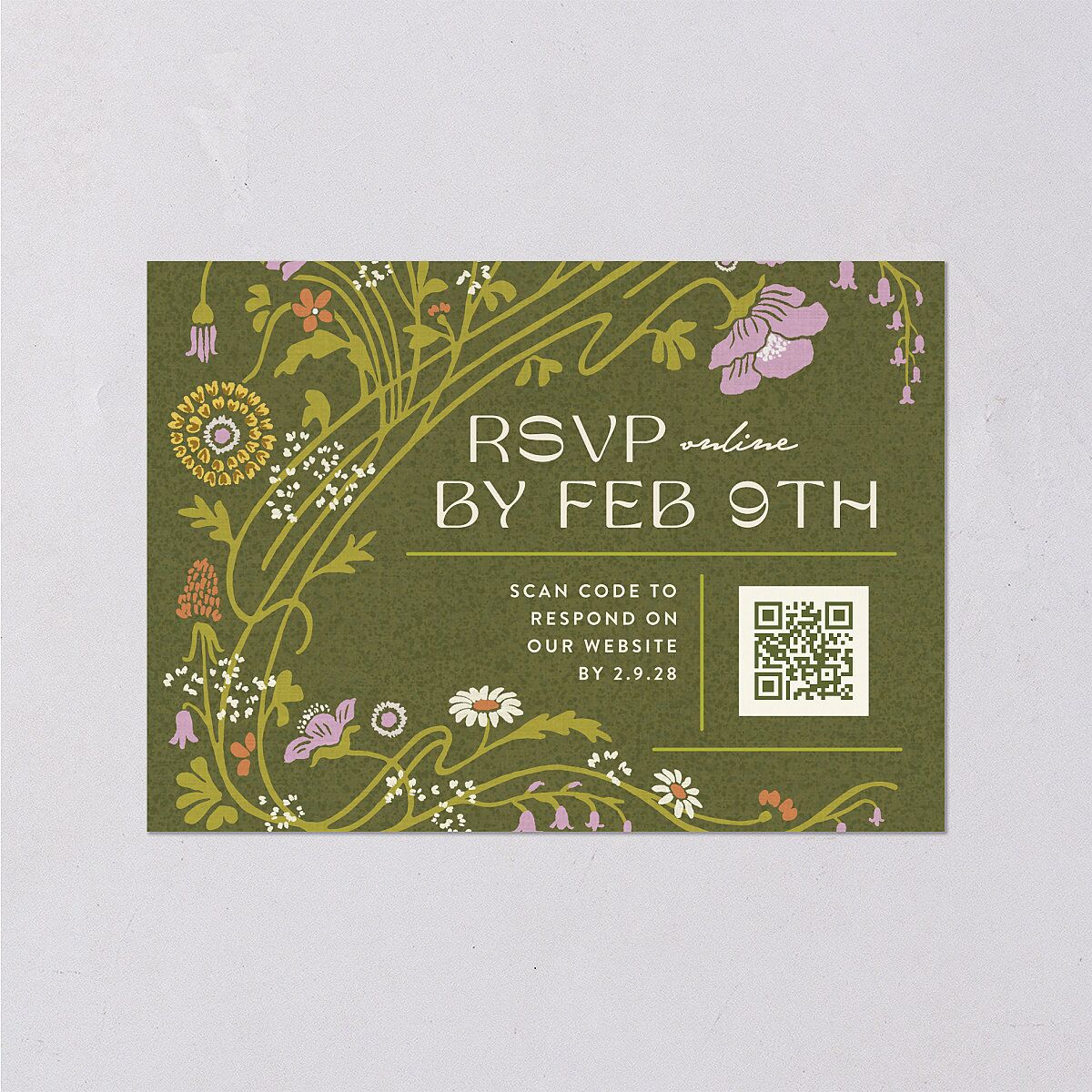 Wildflower Nouveau Wedding Response Cards — view 1