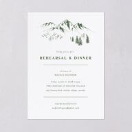 Etched Mountains Rehearsal Dinner Invitations Hunter Green Signature Blank