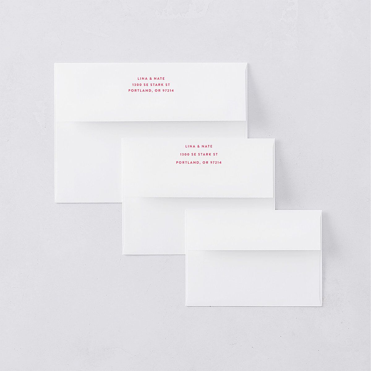 Hawaiian Tropical Orchid Oval Save The Date Card Envelopes White Crimson Both Recipient and Return Addresses Signature Standard
