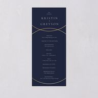 Minimal Rings Wedding Programs Gold Navy Signature