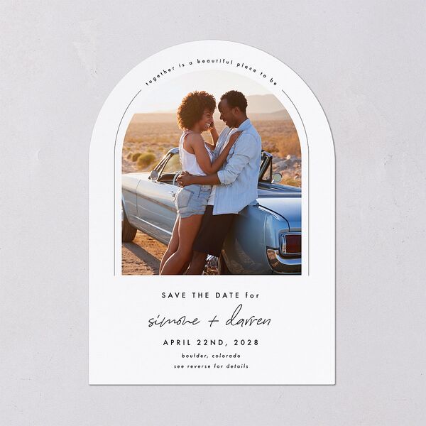 Arched Photo Save the Date Cards Sand Signature smooth Blank No Arch