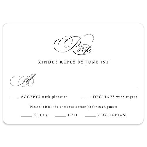Vintage Flourish Wedding Response Cards Pure White Signature Rounded