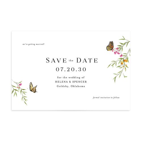 Rustic Butterfly Garden Save the Date Postcards Pure White