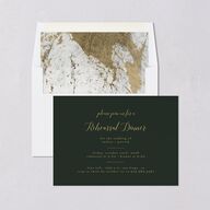 Marble and Gold Rehearsal Dinner Invitation Dark Emerald Signature Blank