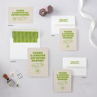 Retro Modern QR Code Save the Date Cards Greenery Signature smooth Blank No Standard