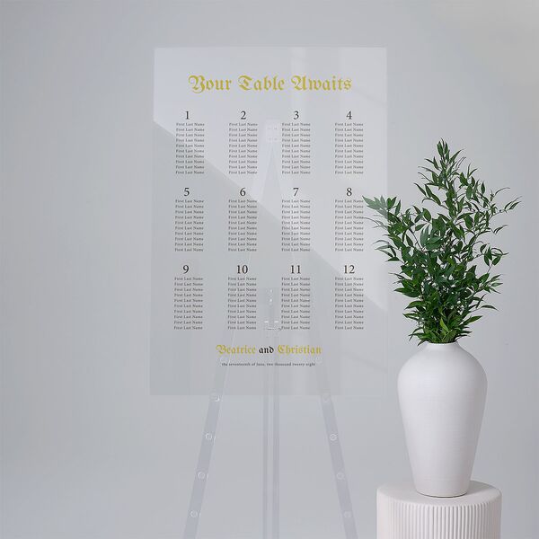 Medieval Renaissance Acrylic Seating Chart Large Moss Standard Acrylic L Seating