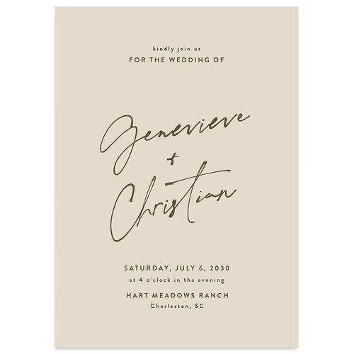 Written Names Wedding Invitations Bisque Signature Blank No Standard