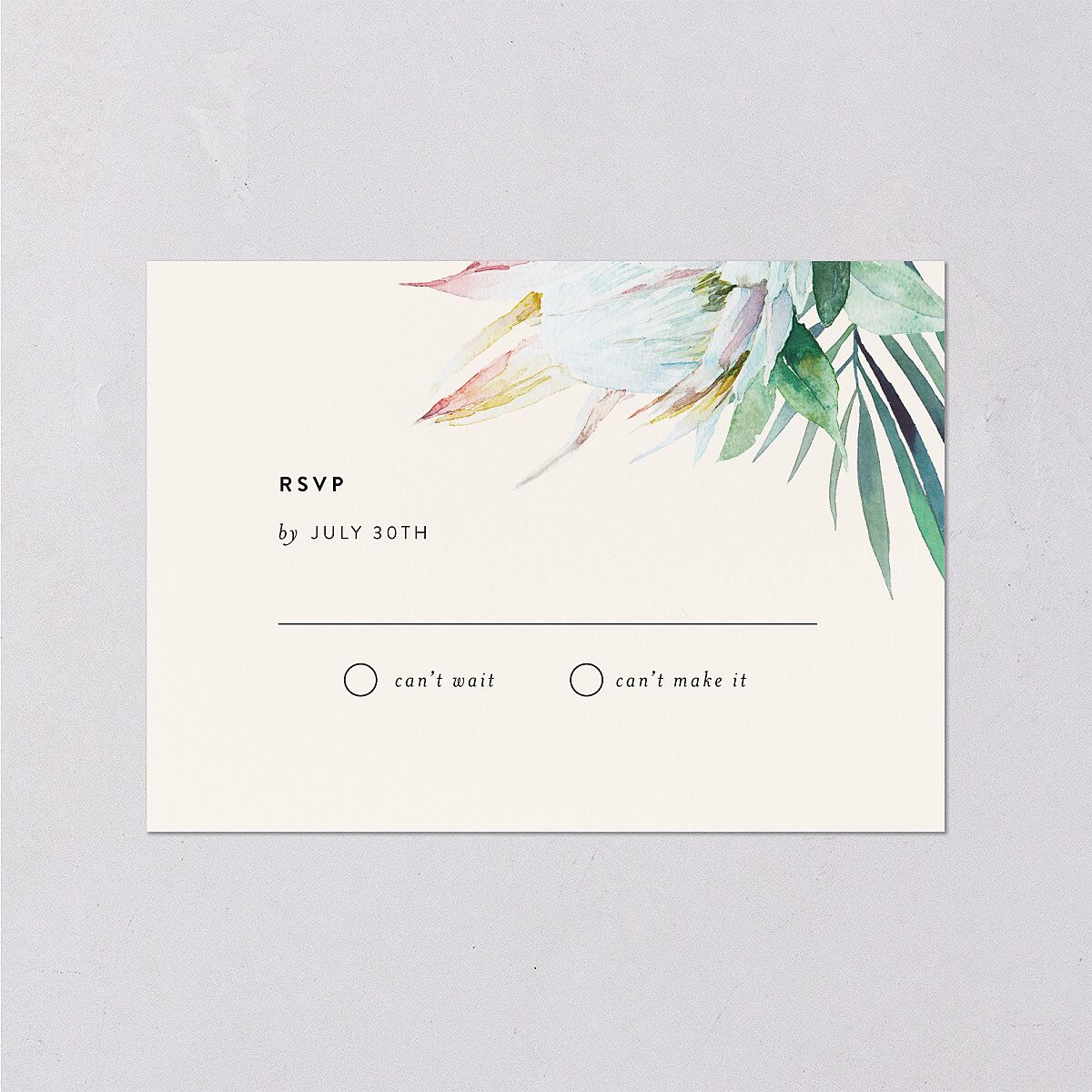 Palm and Protea Wedding Response Cards Sky Signature Standard