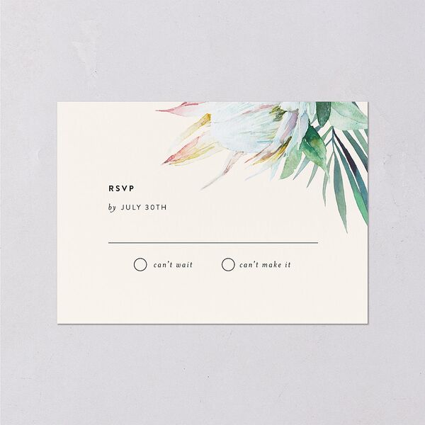 Palm and Protea Wedding Response Cards Sky Signature Standard