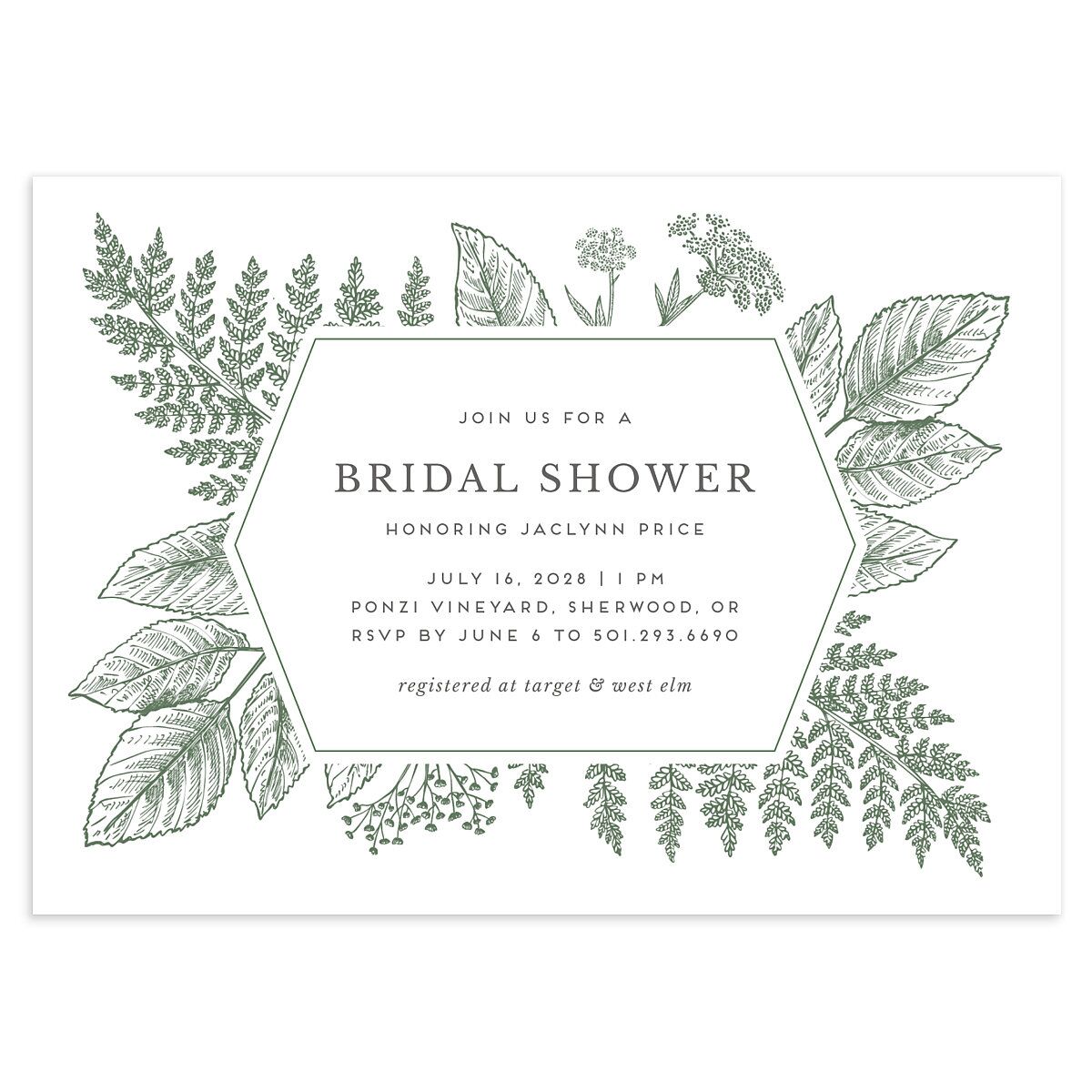 Botanical Frame Bridal Shower Invitations