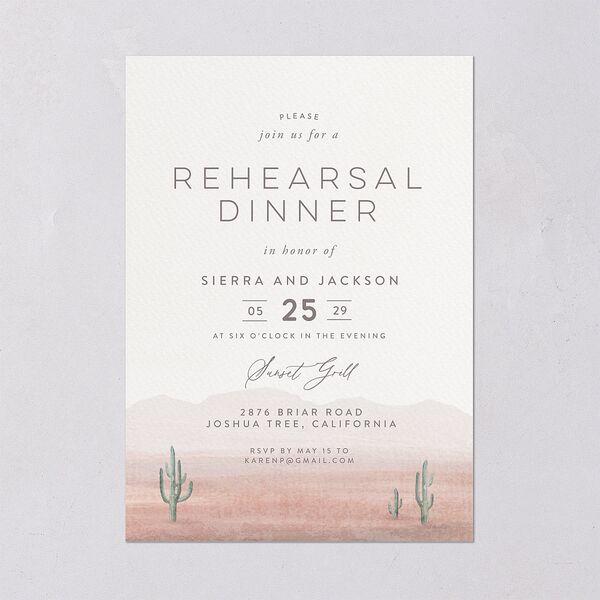 Painted Desert Rehearsal Dinner Invitations Dusty Rose Signature Blank Standard