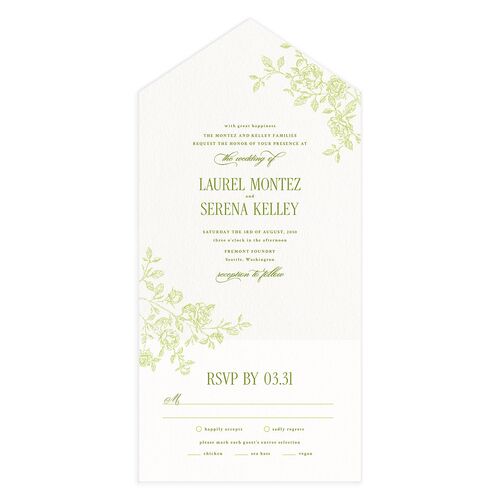 Vintage French Botanical All-in-One Wedding Invitations Meadow Signature Light Both Recipient and Return Addresses No
