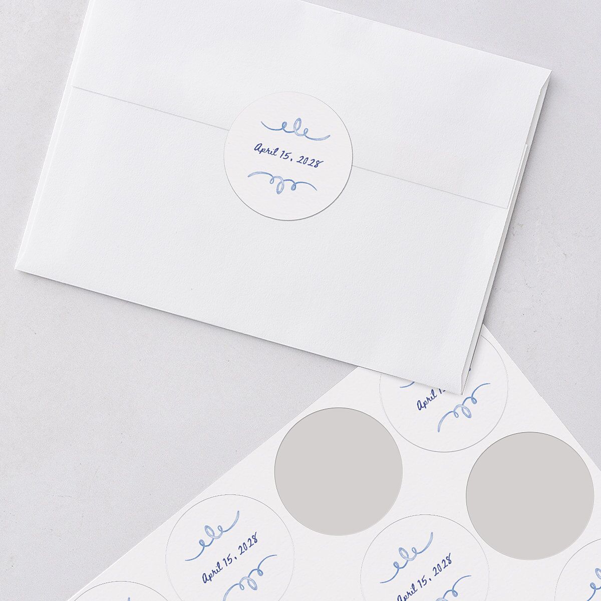 Countryside Crest Wedding Stickers Royal Blue Circle