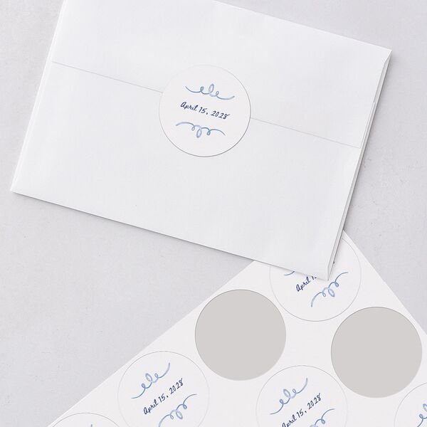 Countryside Crest Wedding Stickers Royal Blue Circle