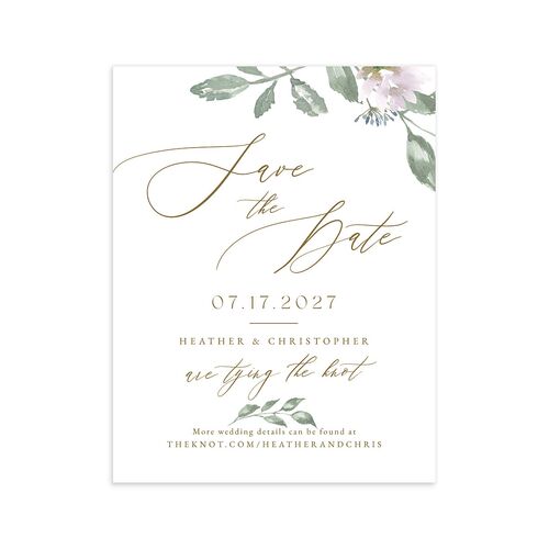 Dusted Calligraphy Save the Date Petite Cards Amethyst Signature smooth Blank No Standard