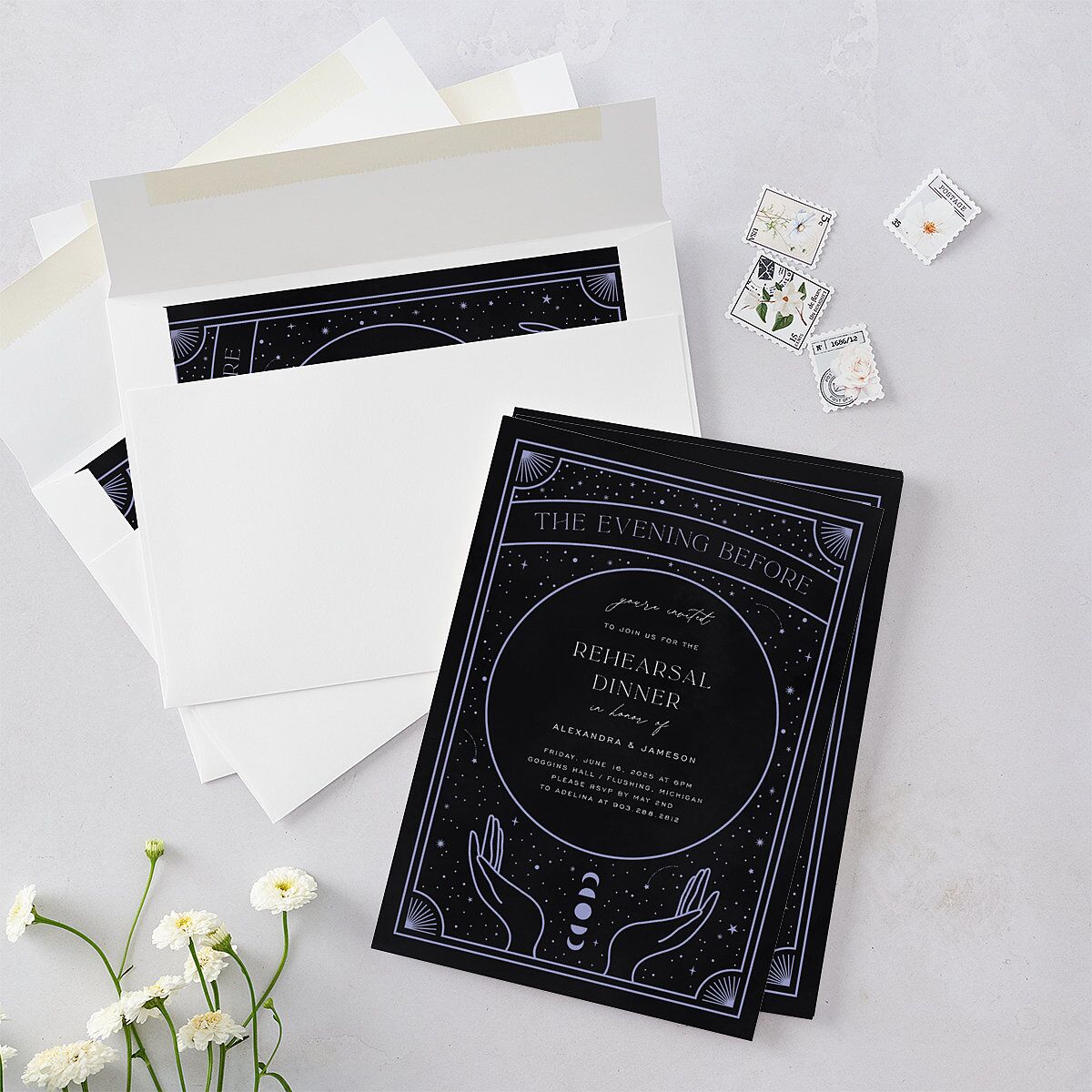 Written In The Stars Rehearsal Dinner Invitations — view 5