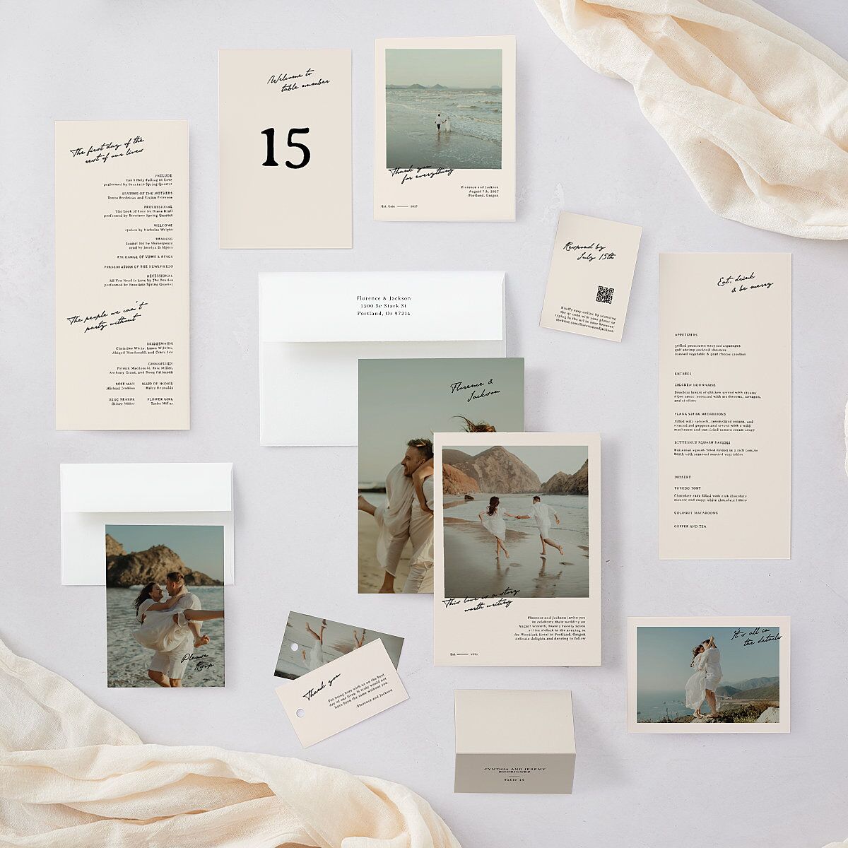 Vintage Film Photo Wedding Response Cards Sand Signature Standard